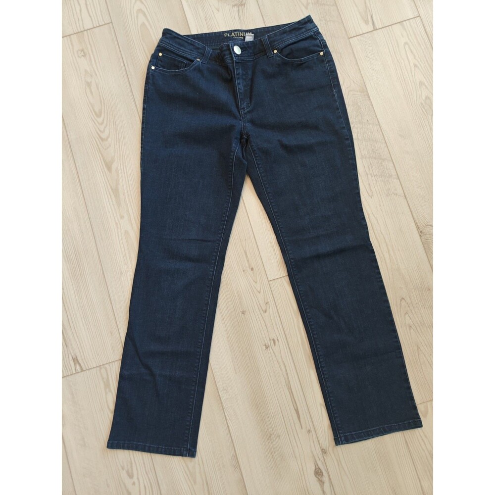 Chico's Platinum Jeans Size 0.5 (6) Straight Dark Wash Stretch